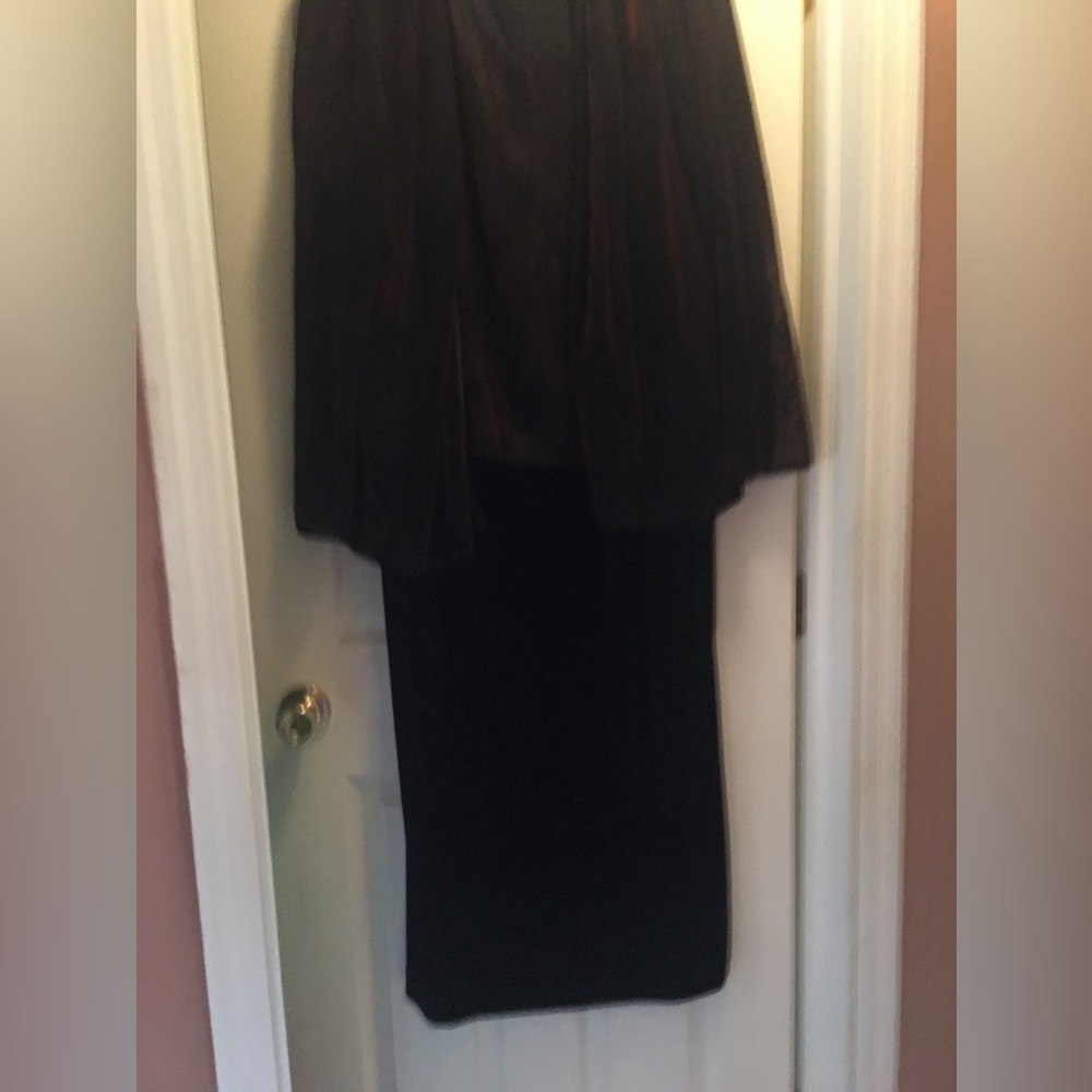 Black Velour Dress on skirt bottom  Shimmery Rust jacket burnout look tea-length